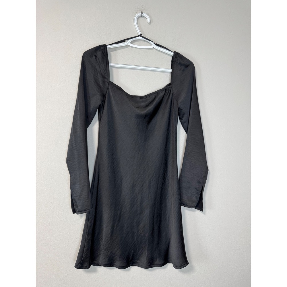 NWT Princess Polly Star Power Mini Dress Black Long‎ Sleeve Square Neck Size 2 - Picture 2 of 10